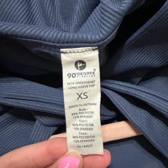 90 Degree By Reflex Deep Blue Long Sleeve Top - Picture 3 of 3